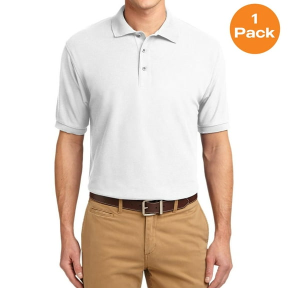 Port Authority K500 Silk Touch Polo, White, 6XL, Mens Polo Shirts