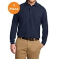 thumbnail image 1 of Port Authority K500LS Long Sleeve Silk Touch Polo, Navy, S, Mens Polo Shirts, 1 of 1