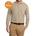 thumbnail image 1 of Port Authority K500LS Long Sleeve Silk Touch Polo, Stone, XS, Mens Polo Shirts, 1 of 1