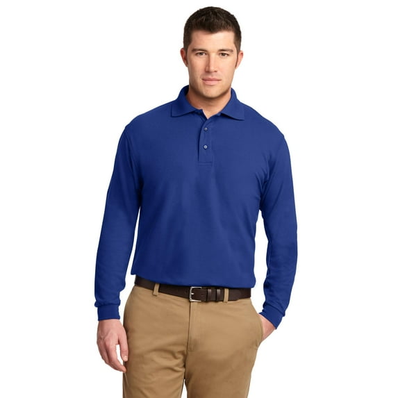 Port Authority K500LS Mens Long Sleeve Silk Touch Polo T-Shirt, Royal Blue - 5XL