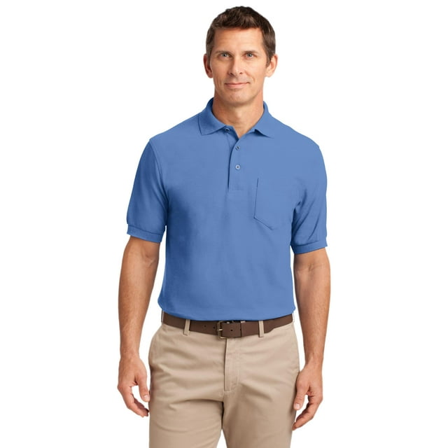 Port Authority K500P Mens Silk Touch Polo with Pocket, Ultramarine Blue - 2XL