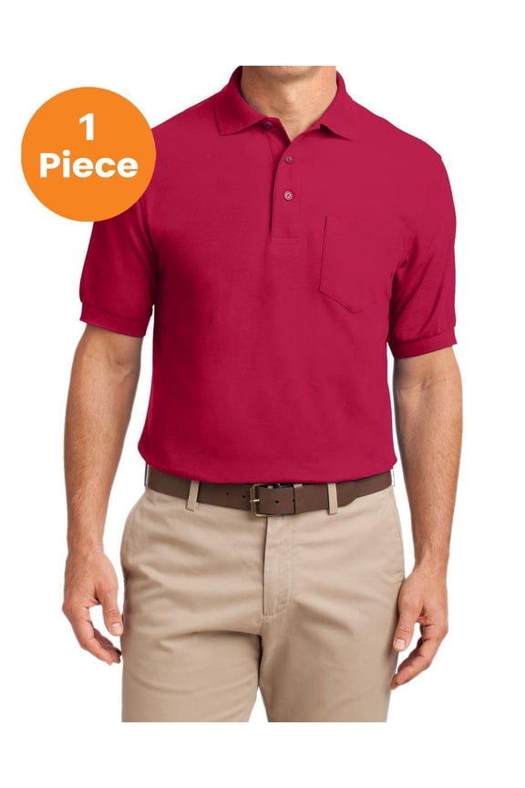 K500P Silk Touch Polo with Pocket, Red, 3XL, Mens Polo Shirts