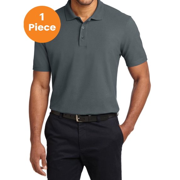 Port Authority K510 Stain-Resistant Polo, Steel Grey, 4XL, Mens Polo Shirts