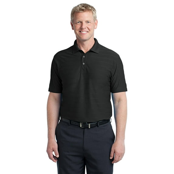 Port Authority K514 Men's Horizontal Texture Polo Shirt - Black - XL
