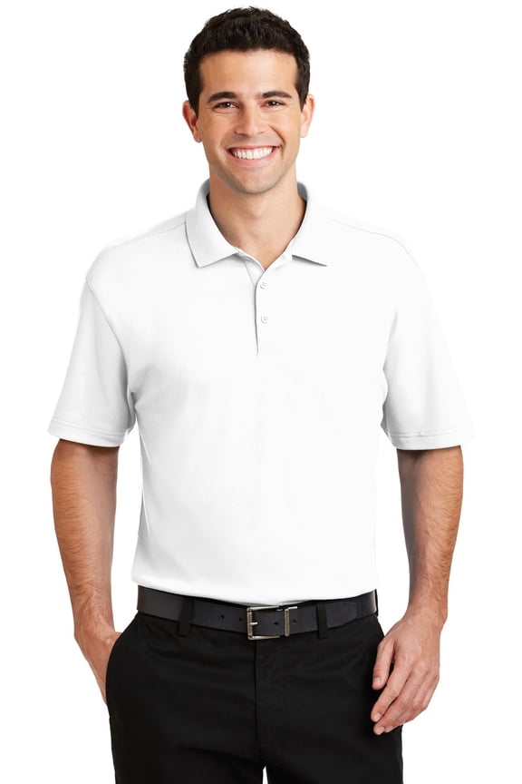 K5200 Mens Silk Touch Interlock Performance Polo T-Shirt, White - Extra Large