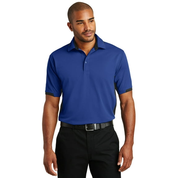 Port Authority K524 Mens Dry Zone Colorblock Ottoman Polo T-Shirt, Royal & Black - 6XL
