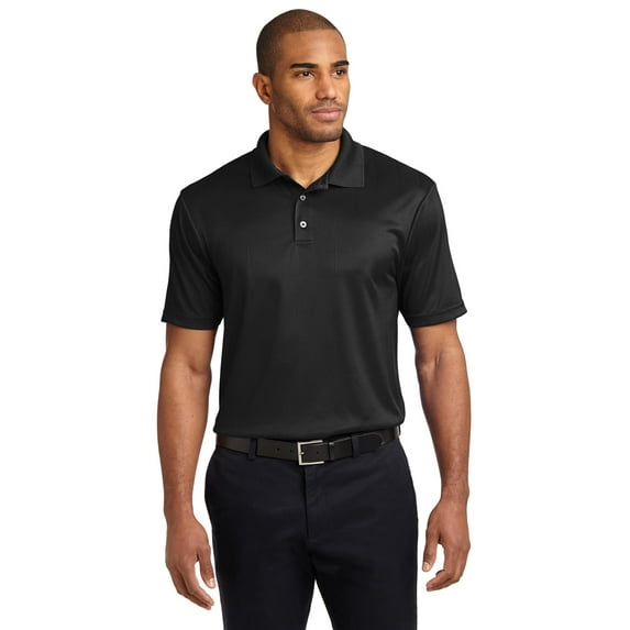 Port Authority K528 Mens Performance Fine Jacquard Polo T-Shirt, Black - Extra Large