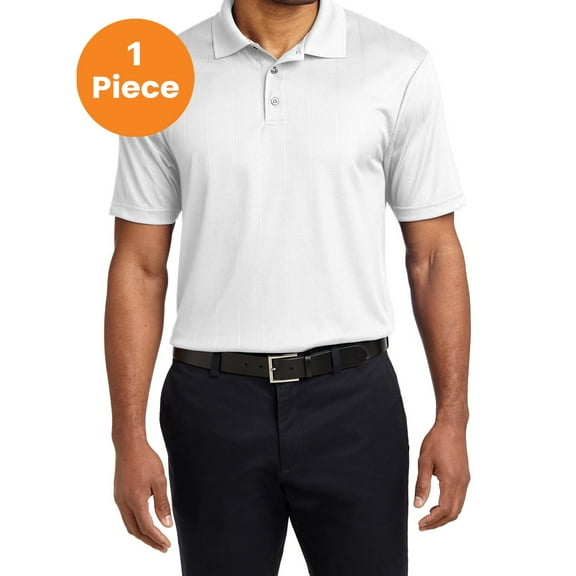 Port Authority K528 Performance Fine Jacquard Polo, White, 3XL, Big and Tall Polo Shirts