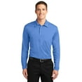 thumbnail image 1 of Port Authority K540LS Mens Silk Touch Performance Long Sleeve Polo T-Shirt, Carolina Blue - 2XL, 1 of 2