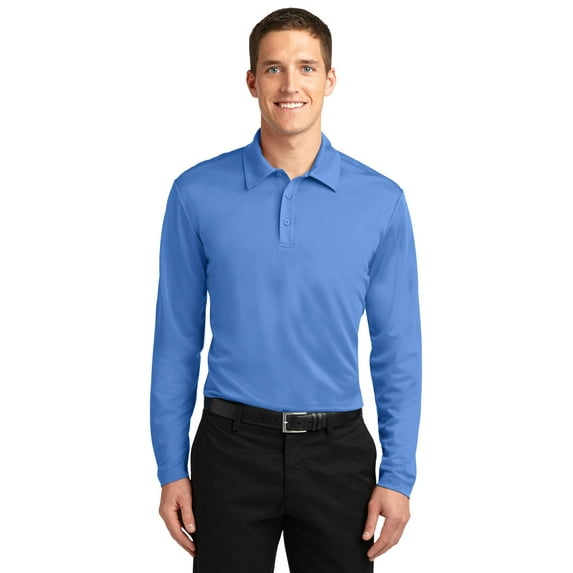 Port Authority K540LS Mens Silk Touch Performance Long Sleeve Polo T-Shirt, Carolina Blue - 2XL