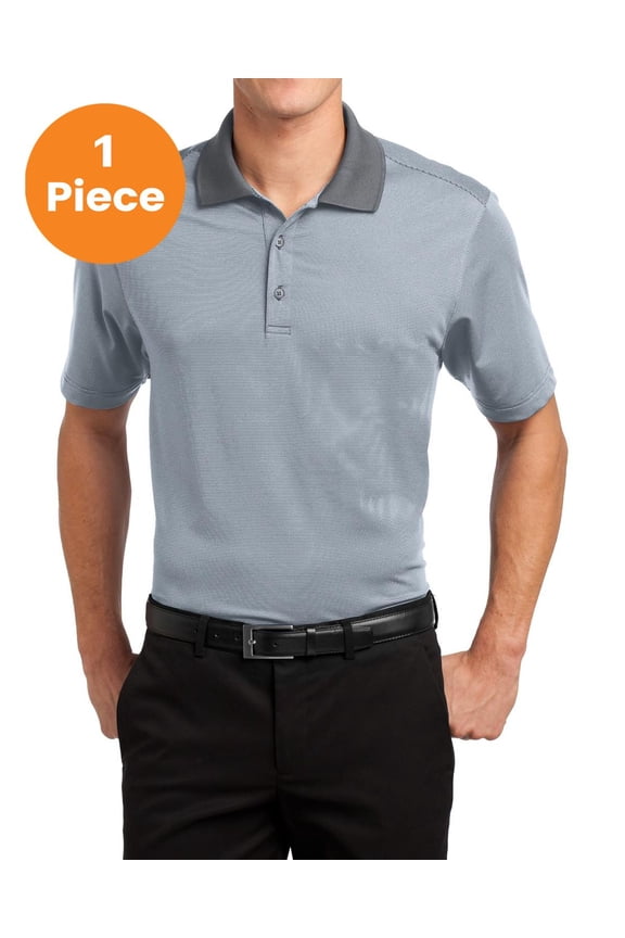 K558 Fine Stripe Performance Polo , White/ Shadow Grey, L, Mens Polo Shirts