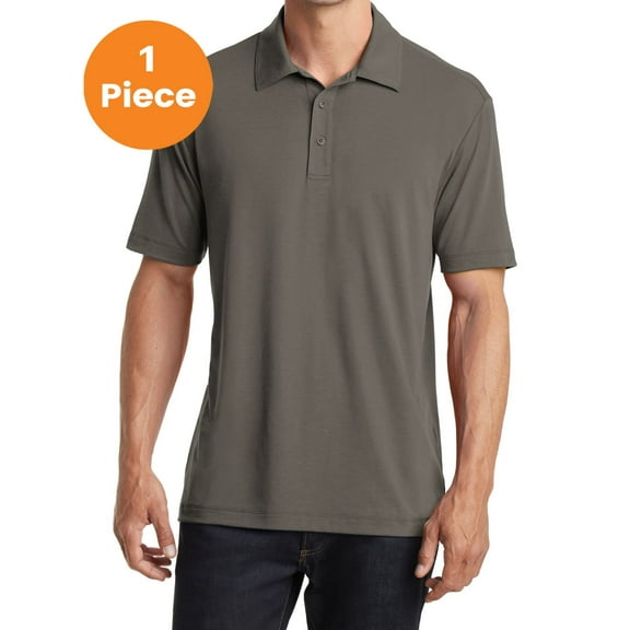 Port Authority K568 Cotton Touch Performance Polo, Grey Smoke, XS, Mens Polo Shirts