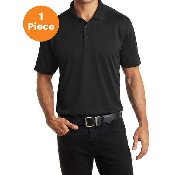 Port Authority K569 Diamond Jacquard Polo, Black, 3XL, Mens Polo Shirts