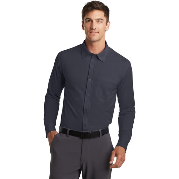 Port Authority K570 Business Men's Dress Shirt - Battleship Grey - Medium