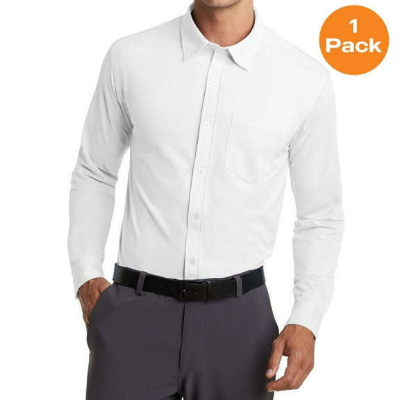 Port Authority K570 Dimension Knit Dress Shirt , White, M, Mens Dress Shirts