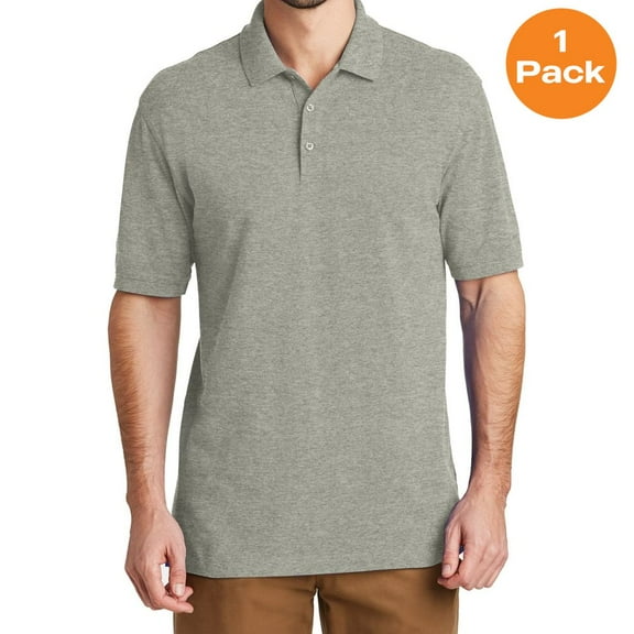 Port Authority K8000 EZCotton Polo, Oxford Heather, XS, Mens Polo Shirts