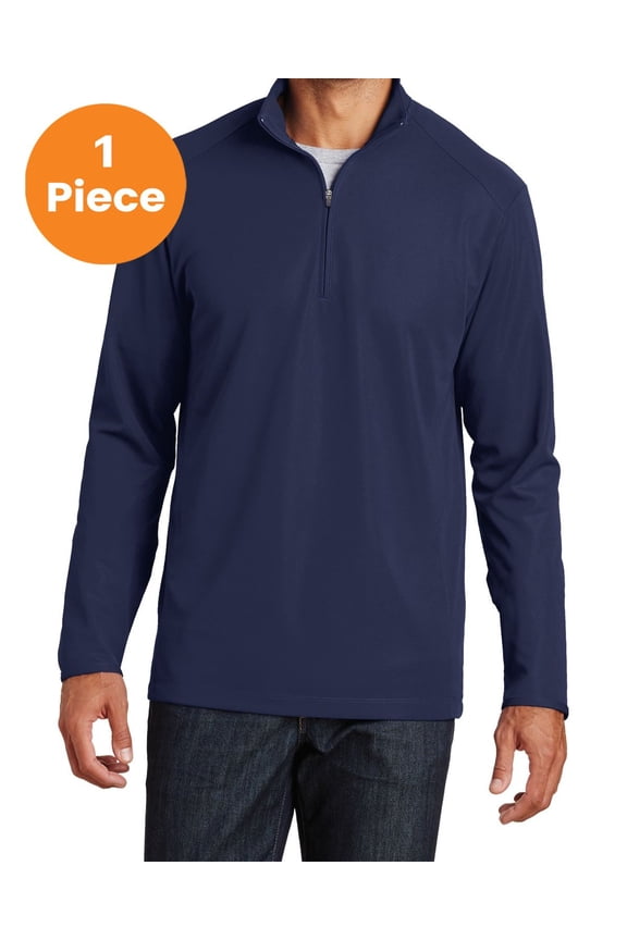 K806 Pinpoint Mesh 1/2-Zip Pullover, True Navy, XS, Mens Pullover Hoodies and Sweatshirts