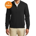thumbnail image 1 of Port Authority K807 Interlock 1/4-Zip, Deep Black/ Charcoal Heather, M, Mens Sweaters, 1 of 1