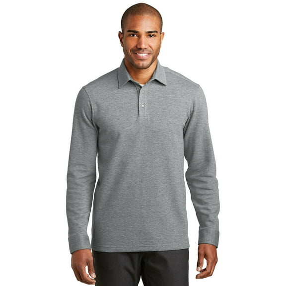 Port Authority K808 Mens Interlock Polo Cover-Up T-Shirt, Medium Grey Heather & Charcoal Heather - 4XL