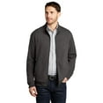 thumbnail image 1 of Port Authority K809 Interlock Full-Zip Jacket, Charcoal Heather/ Medium Heather Grey, XS, 1 of 4