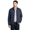 thumbnail image 1 of Port Authority K809 Interlock Full-Zip Jacket, Estate Blue Heather/ Charcoal Heather, M, 1 of 1
