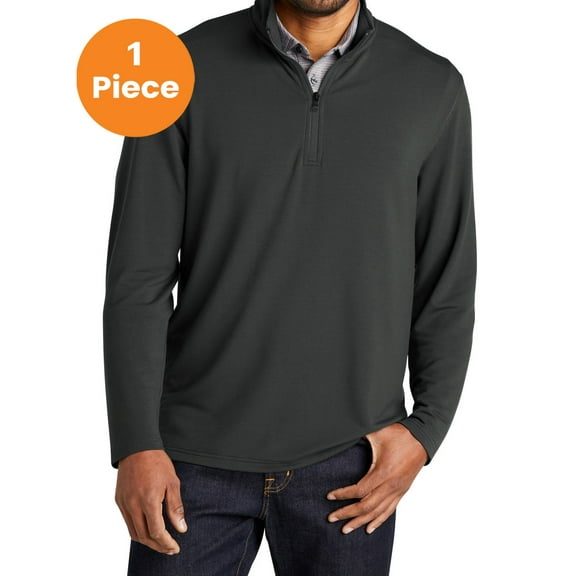Port Authority K825 Microterry 1/4-Zip Pullover, Charcoal, XS, Blouses & Tops
