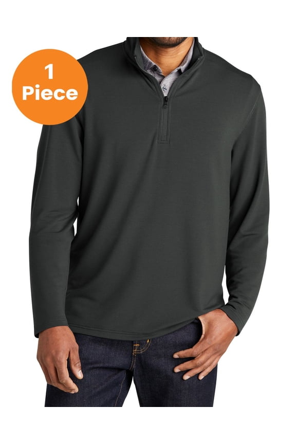 K825 Microterry 1/4-Zip Pullover, Charcoal, XS, Blouses & Tops