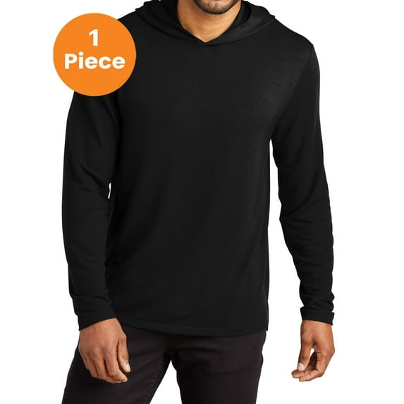 Port Authority K826 Microterry Pullover Hoodie, Deep Black, S, Mens Hoodies and Sweatshirts
