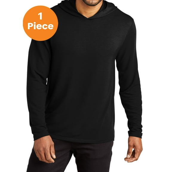 Port Authority K826 Microterry Pullover Hoodie, Deep Black, XS, Mens Hoodies and Sweatshirts