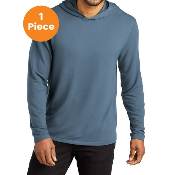 Port Authority K826 Microterry Pullover Hoodie, Dusk Blue, XS, Mens Hoodies and Sweatshirts