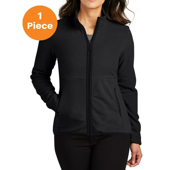 Port Authority L110 Ladies Connection Fleece Jacket, Deep Black, M, Womens Fleece Jackets