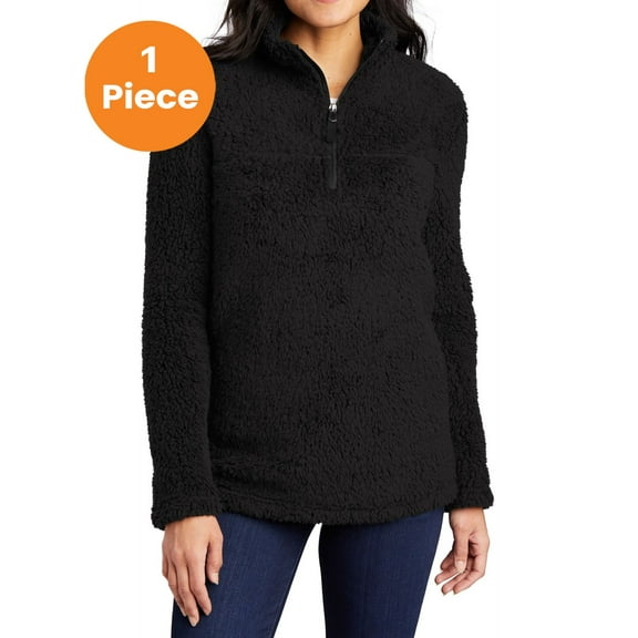 Port Authority L130 Ladies Cozy 1/4-Zip Fleece, Black, 3XL, Womens Sweatshirts & Hoodies