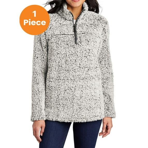 Port Authority L130 Ladies Cozy 1/4-Zip Fleece, Grey Heather, XS, Womens Sweatshirts & Hoodies