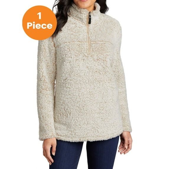 Port Authority L130 Ladies Cozy 1/4-Zip Fleece, Oatmeal Heather, XS, Womens Sweatshirts & Hoodies