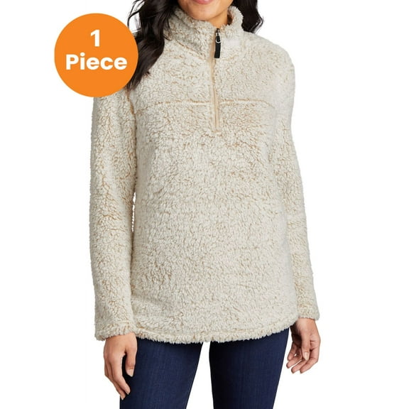 Port Authority L130 Ladies Cozy 1/4-Zip Fleece, Oatmeal Heather, XXL, Womens Sweatshirts & Hoodies