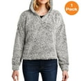 thumbnail image 1 of Port Authority L132 Ladies Cozy Fleece Hoodie, Grey Heather, S, Womens Hoodies, 1 of 1