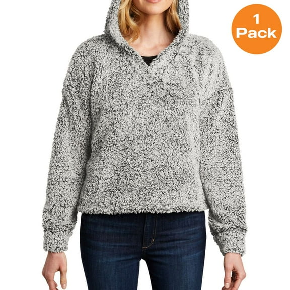 Port Authority L132 Ladies Cozy Fleece Hoodie, Grey Heather, XS, Womens Hoodies