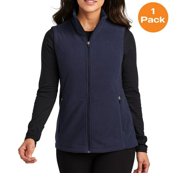Port Authority L152 Ladies Accord Microfleece Vest , Navy, M, Womens Fleece Jackets