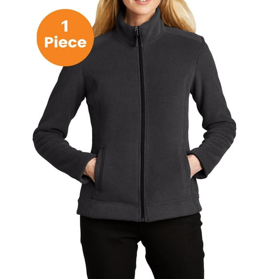 Port Authority L211 Ladies Ultra Warm Brushed Fleece Jacket , Graphite/ Deep Black, XXL, Womens Fleece Jackets