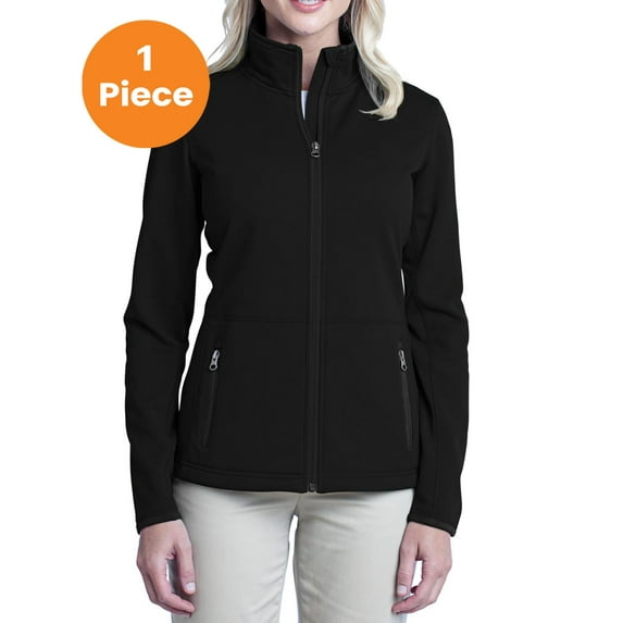 Port Authority L222 Ladies Pique Fleece Jacket , Black, 3XL, Womens Fleece Jackets