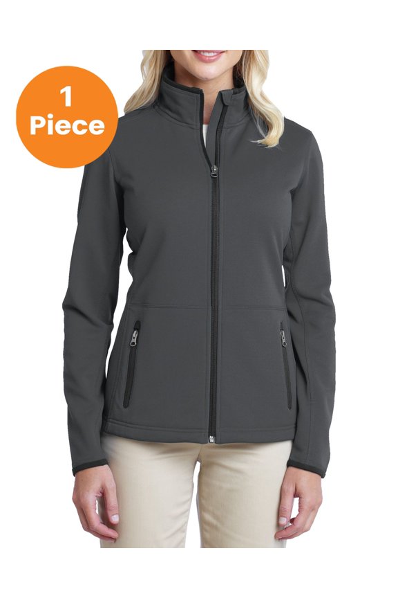 L222 Ladies Pique Fleece Jacket , Graphite, 4XL, Womens Fleece Jackets