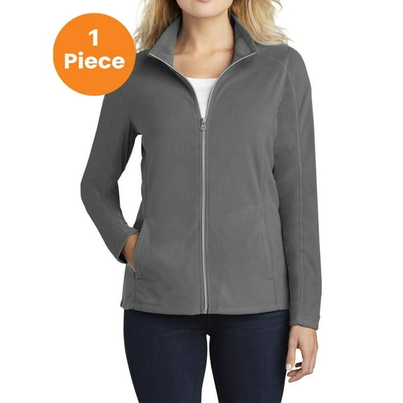 Port Authority L223 Ladies Microfleece Jacket, Pearl Grey, L, Womens Fleece Jackets