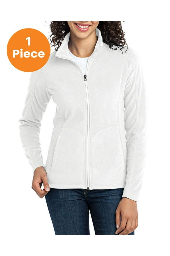 L223 Ladies Microfleece Jacket, White, XS, Womens Fleece Jackets