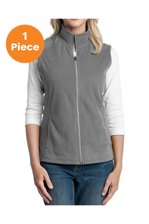 L226 Ladies Microfleece Vest, Pearl Grey, M, Womens Fleece Jackets