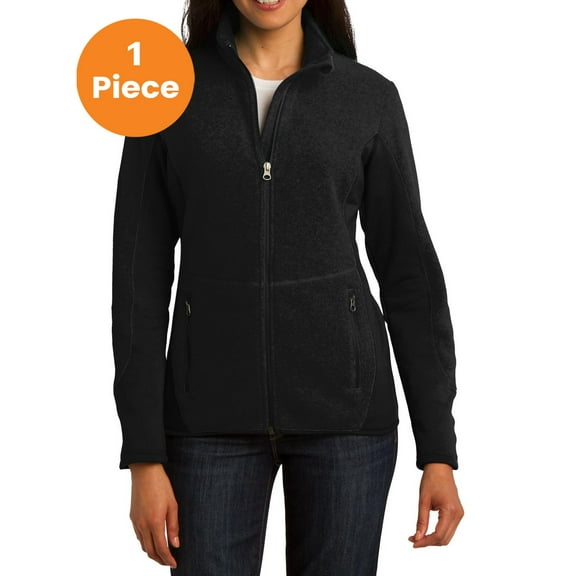 Port Authority L227 Ladies R-Tek Pro Fleece Full-Zip Jacket, Black/ Black, M, Womens Fleece Jackets