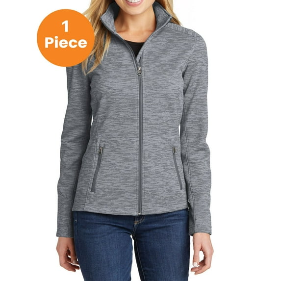 Port Authority L231 Ladies Digi Stripe Fleece Jacket, Grey, 4XL, Womens Fleece Jackets