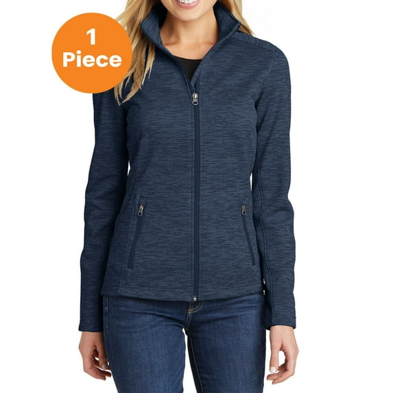 Port Authority L231 Ladies Digi Stripe Fleece Jacket, Navy, 4XL, Womens Fleece Jackets