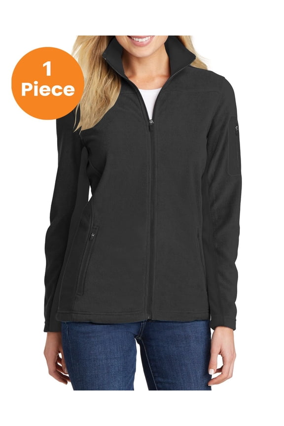 L233 Ladies Summit Fleece Full-Zip Jacket, Black/ Black, XL, Womens Fleece Jackets