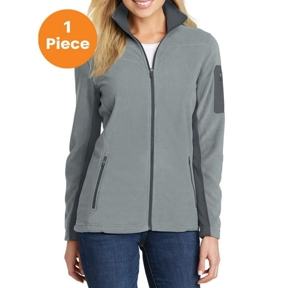 Port Authority L233 Ladies Summit Fleece Full-Zip Jacket, Frost Grey/ Magnet, M, Womens Fleece Jackets