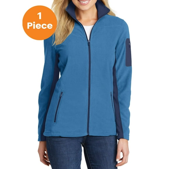 Port Authority L233 Ladies Summit Fleece Full-Zip Jacket, Regal Blue/ Dress Blue Navy, XS, Womens Fleece Jackets